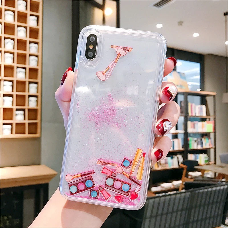 Футляр для iPhone X XR XS MAX 8 7 6 6s Plus 5 чехол с сыпучим песком инструмент косметики задняя
