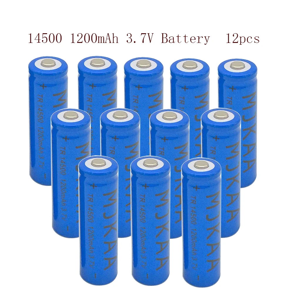 

12pcs AA 14500 3.7V 1200mAh Rechargeable Batteries Lithium Li-ion Battery Suitable for Laser Pointer LED Flashlight 2A