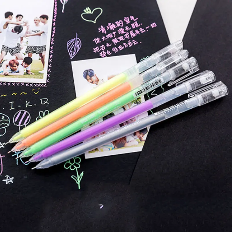 

9Pcs/lot 0.6mm White Ink Color Photo Album Gel Pen Stationery Office Learning Cute Scrapbooking Pen Unisex Pen Gift for Kids