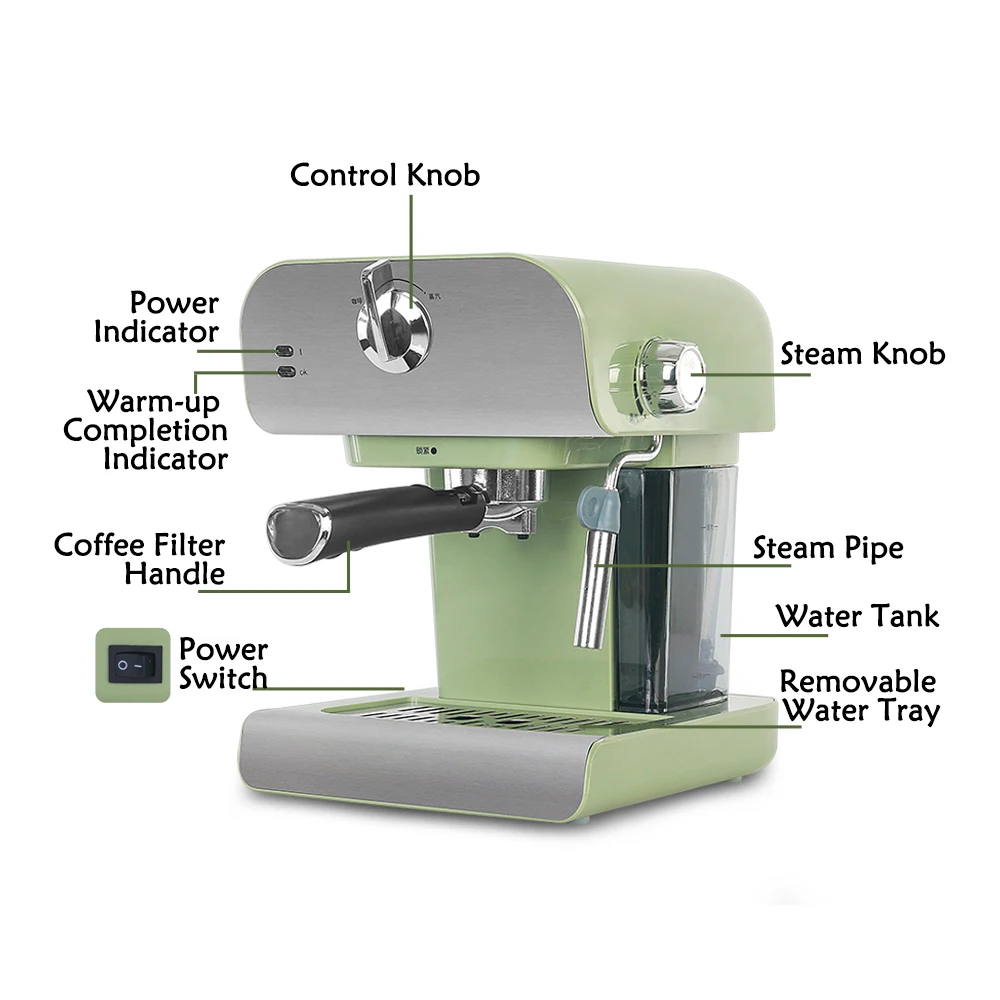 ITOP 20 Bar Electric Automatic Coffee Machine Green 220V Cappuccino Latte Milk Foam Maker Household | Бытовая техника