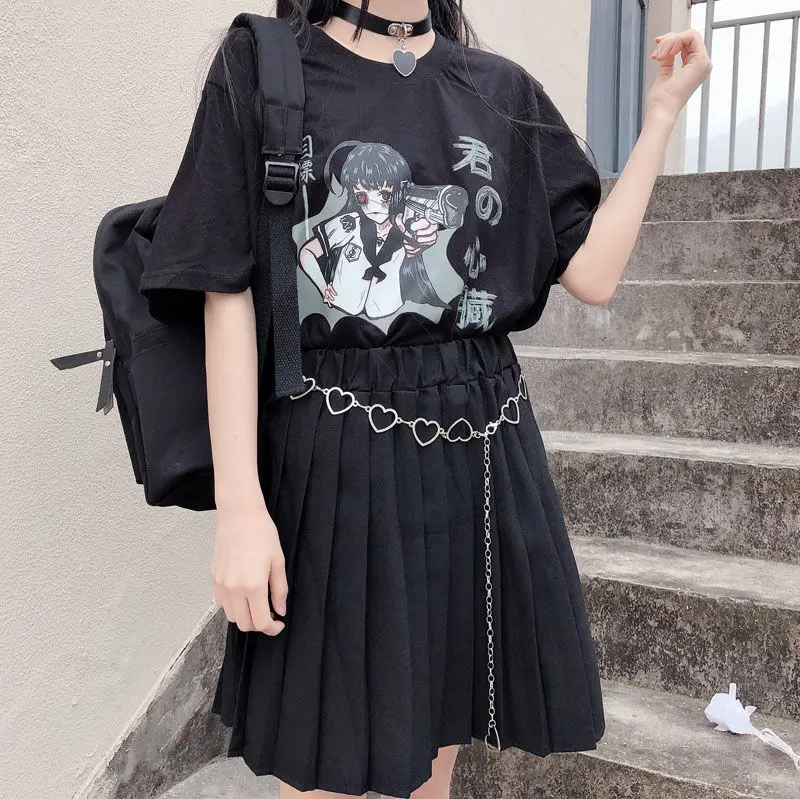 Футболка женская в стиле ольччан/Харадзюку мультяшная графическая рубашка аниме