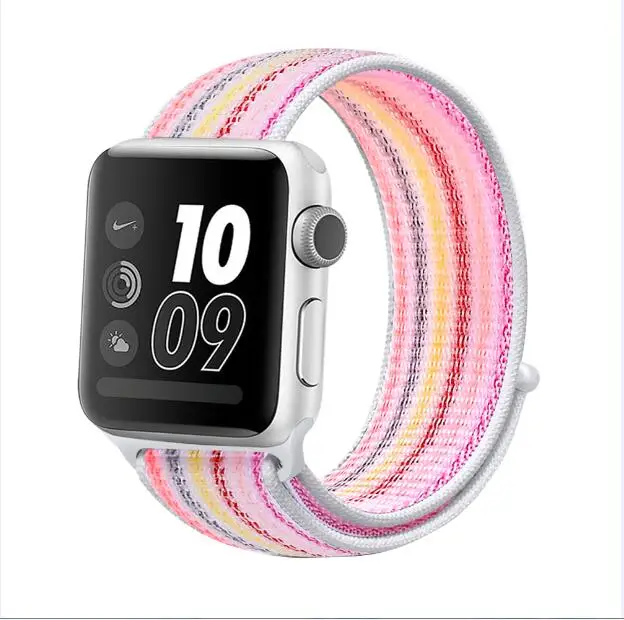 white pink Цветной тканый нейлоновый ремешок для Apple Watch Band 5 4 40 мм 44 мм мягкая дышащая Спортивная петля для iWatch 3 2 1 38 мм 42 мм ремешок для часов - Цвет ремешка: white pink