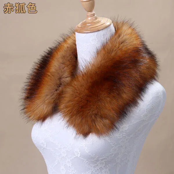 19 Qearlstar Women Scarf New Faux Fur Collar 55cm Women Children Jackets Coat Hood Fur Decor Shawl Soft Warm Luxury Scarves ZKG15 - Цвет: 19