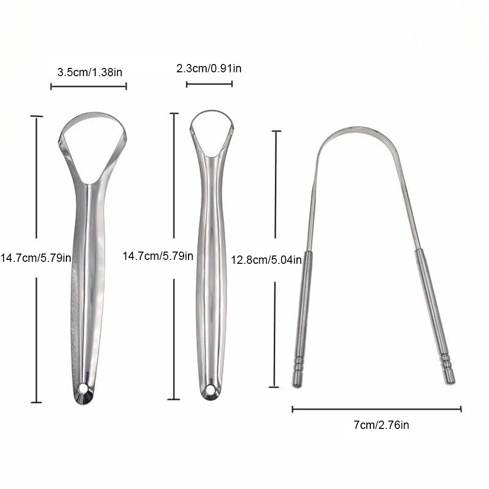 

Tongue Scrapers Set of 3 Stainless Steel Tongue Cleaner to Reduce Bad Breath Reusable & Ecofriendly Tongue Brush Drop Shipping