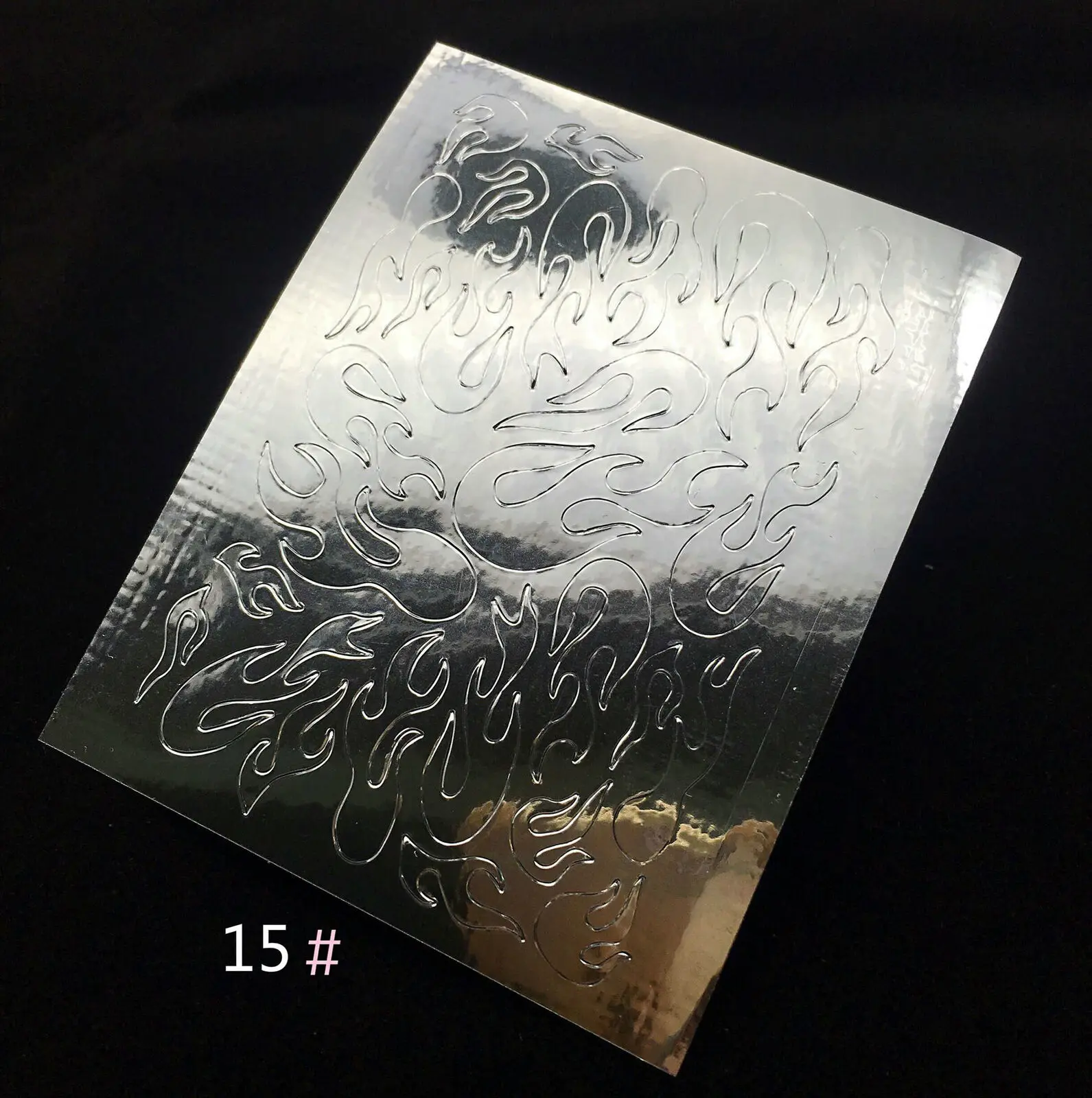 Fire Nail Holographic Strip Tape Nail Art Stickers Thin Laser Silver Stripe Sticker DIY Foil Decal Sticker - Цвет: 15