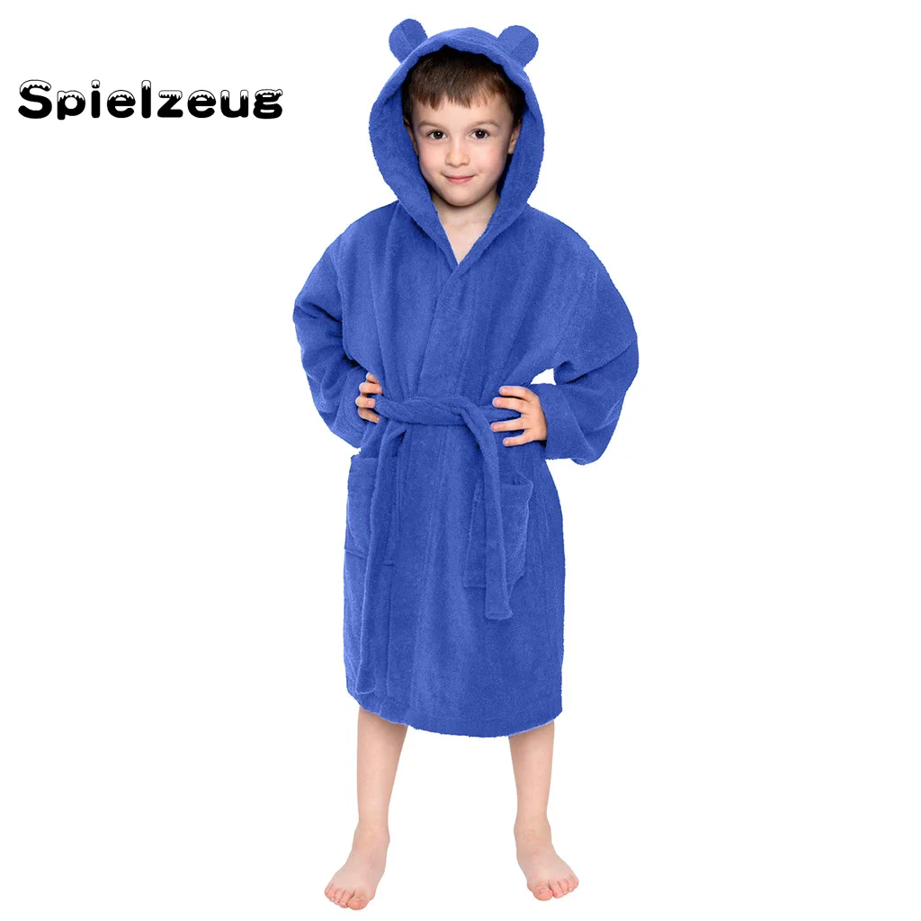 Модные банные халаты для детей малышей мальчиков и девочек однотонные