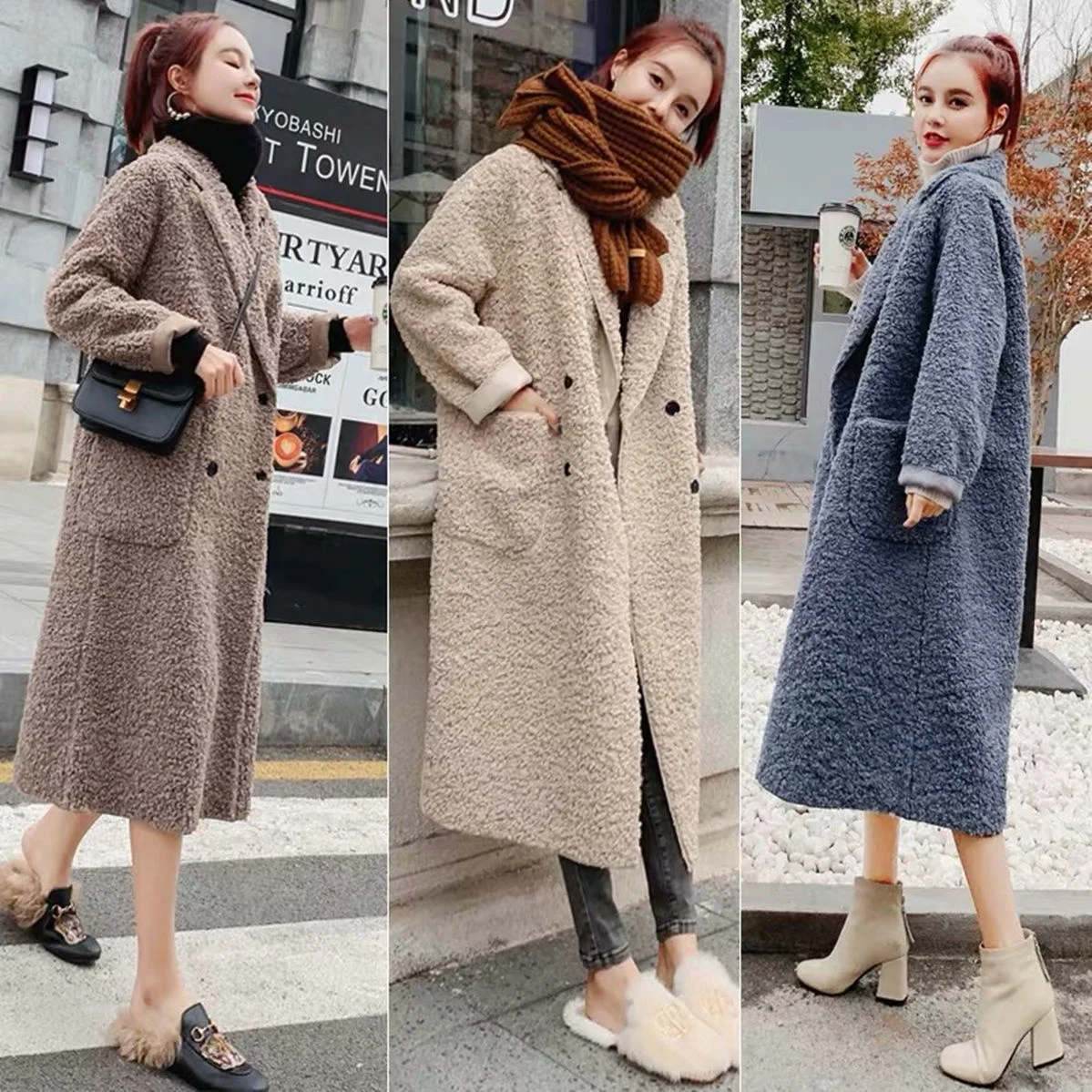 

Cashmere Coat Parka Female Sheep Sheared Jacket Long Female Fur Coat Lamb Hair Autumn Warm Plus Size Women Coat