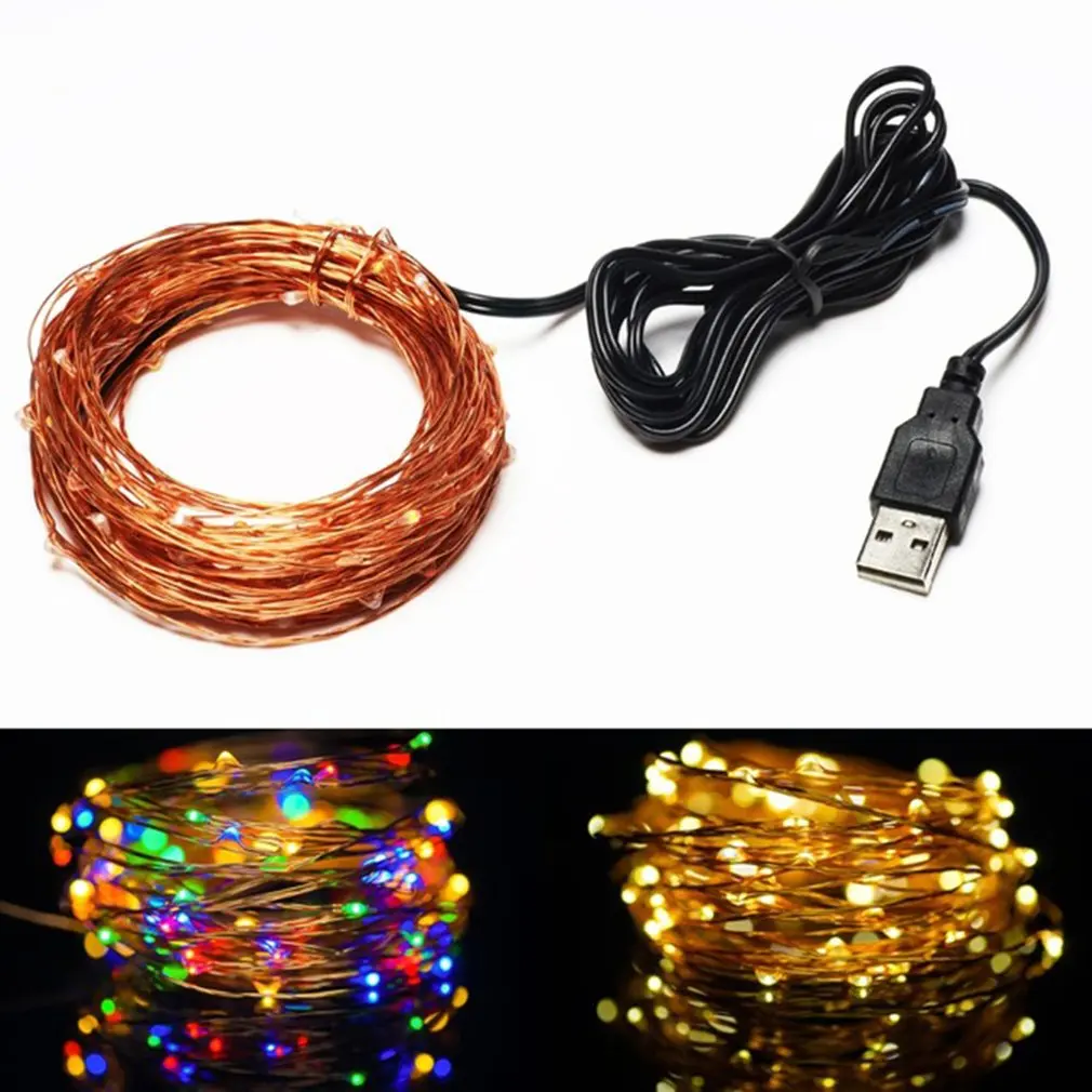 5 метров 50 огней Usb медная проволока гирлянды Праздничные огни для украшения