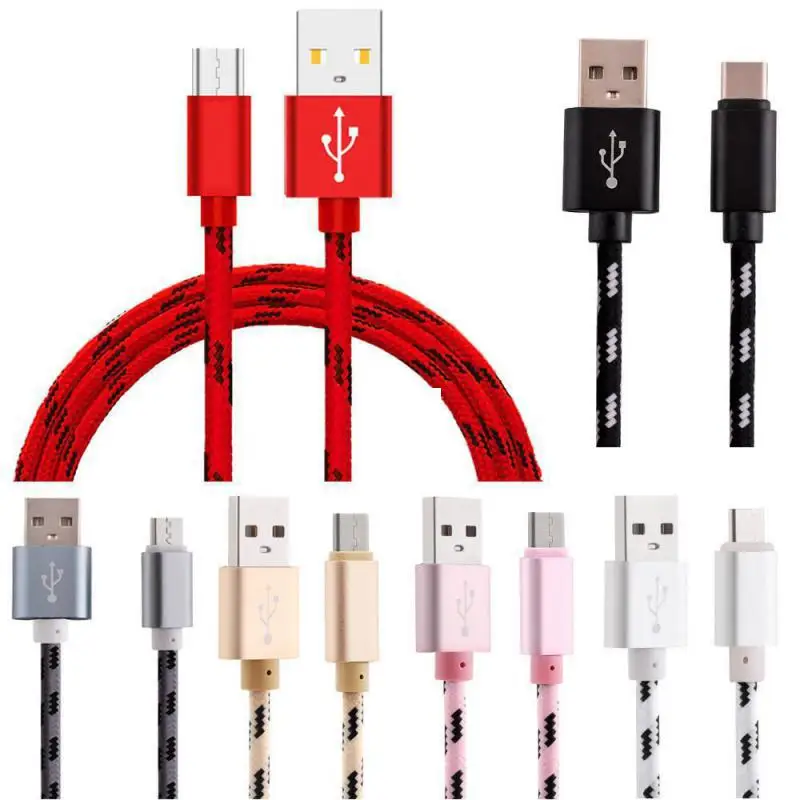 

2M Micro USB Phone Charger Cable Type C 8 Pin Cables Support Fast Charger Pass 2A Metal Data Sync Charging Wire For Galaxy S20