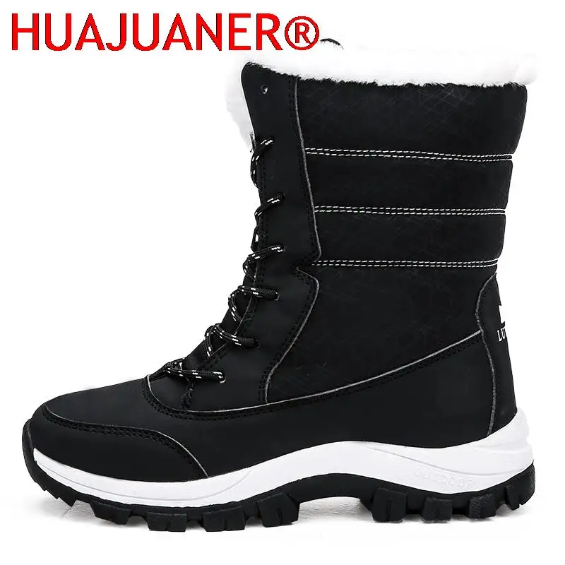 

2022 New Korean Winter Antiskid Snow Boots Women's Middle Tube Plush Large Women's Boots Thickened Warm Student Cotton Shoes