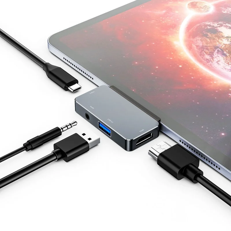 

USB C Hub for IPad Pro 11/12.9 2020/2018 Adapter,4-In-1 Adapter with Aux 3.5mm Headphone Data Jack