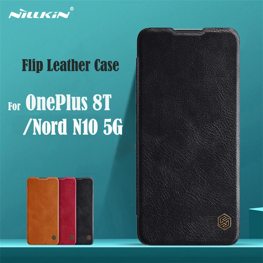 Для OnePlus 8T Nord N10 5G флип чехол Nillkin Qin кожаный с откидной крышкой карман для карт