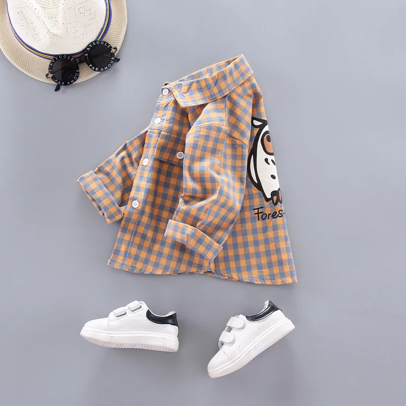 Детская рубашка одежда для малышей весенние Рубашки детский маленьких мальчиков