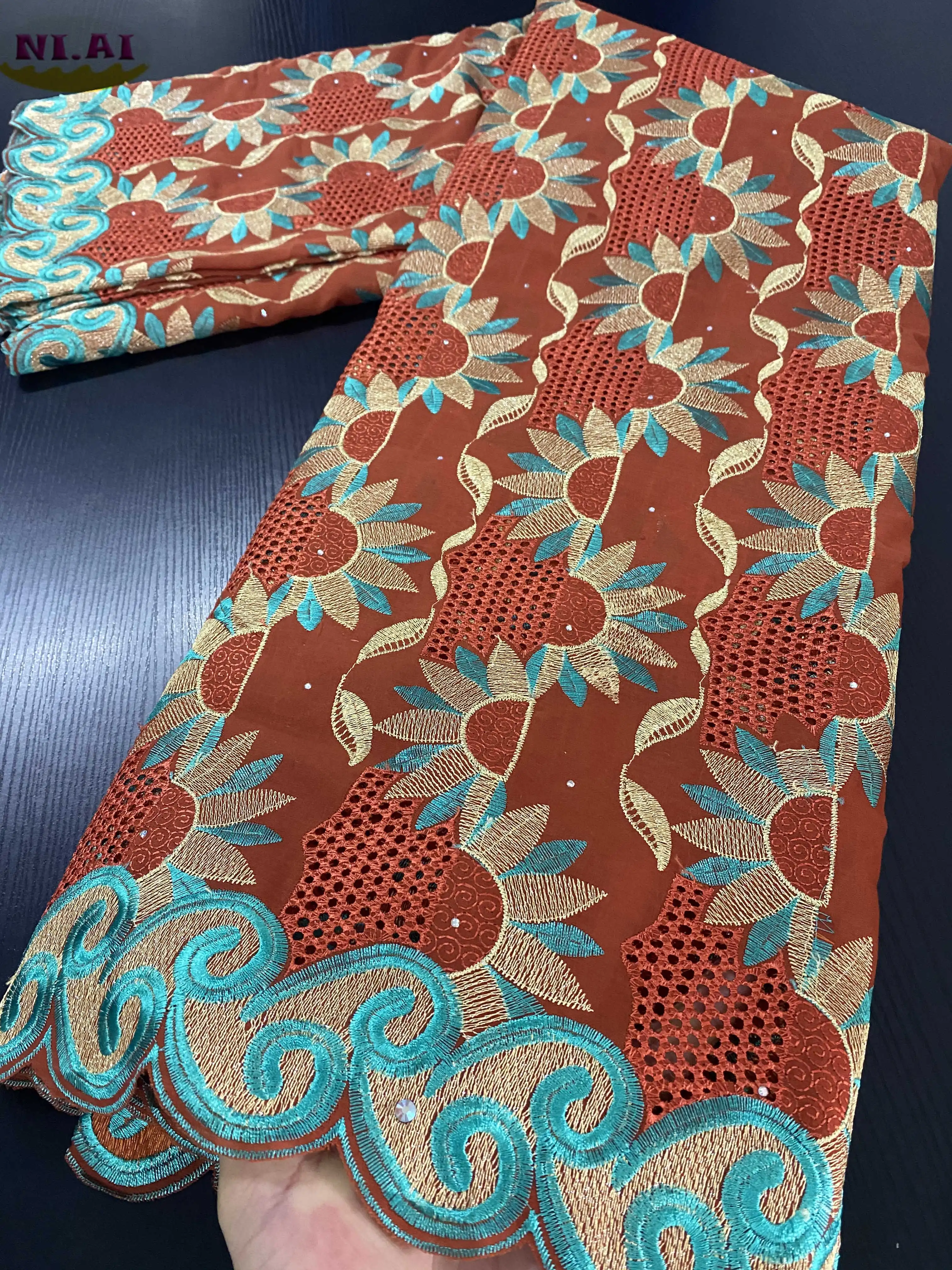 NIAI африканская 100% хлопковая кружевная ткань новейшая швейцарская вуаль кружево