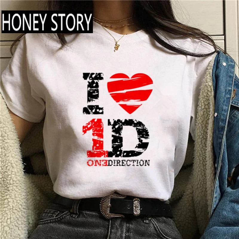 

One Direction Letters T Shirt Summer Clothes Streetwear Women Merch Print T Shirt Oversized T-shirt Aesthetic 1D Girl Tops Tee