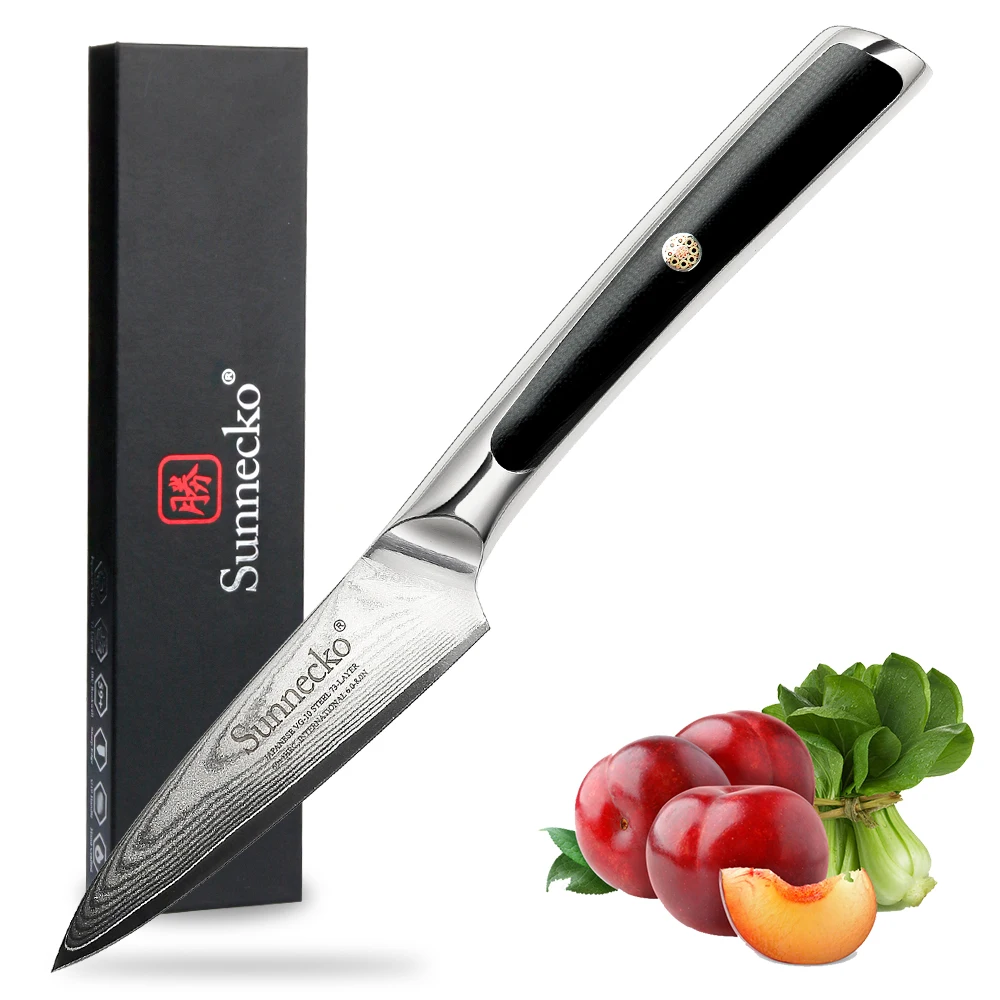 Sunnecko 3 5 дюймовый нож для очистки овощей из дамасской стали острые кухонные ножи