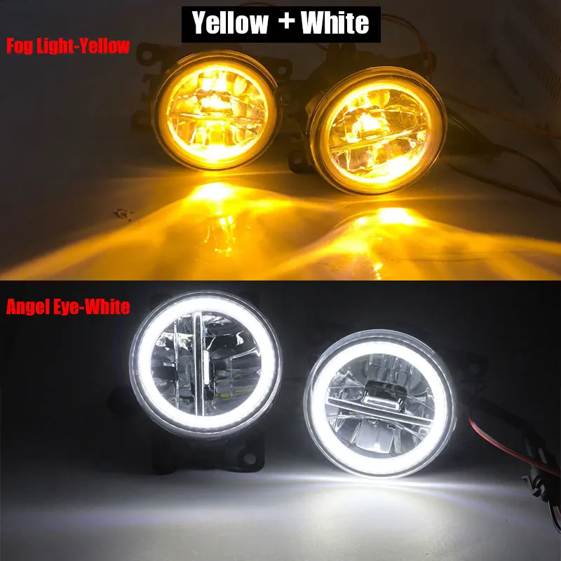 Yellow and White Cawanerl автомобильные аксессуары светодиодный фонарь 4000лм противотуманный светильник+ Ангел глаз дневной ходовой светильник DRL H11 12 В для Renault Kwid - Цвет: Yellow and White