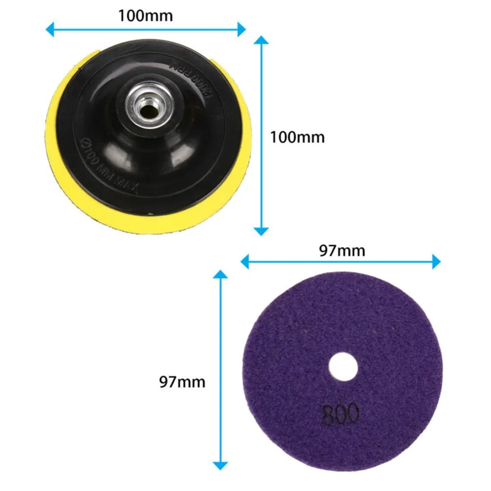 

11pcs Diamond Polishing Pads Wet Dry 4\\\\\\\" Set Grinding Discs For Glass Ceramics Granite Stone Power Tools Accessories