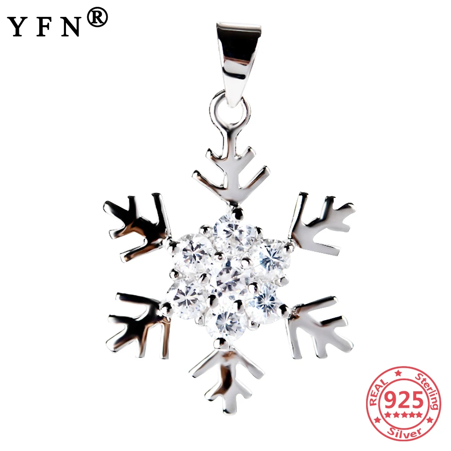 

YFN ожерелье из стерлингового серебра 925 пробы, подвеска в виде снежинки, серебро 925, подвески, рождественские украшения, ожерелье, подарок для...