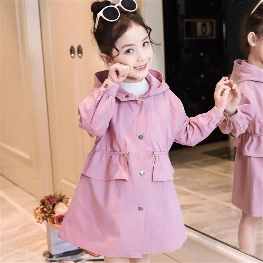 

Girls Jackets Coats Fashion Kids Hooded Windbreaker Baby Jacket for Girl Size 8 10 12 Children Outerwear Coat 2021 Autumn