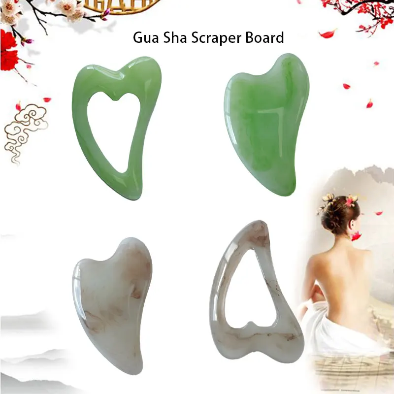 

Gua sha Scraper Board Facial Guasha Meridian Muscle Relaxation Skin Lifting Face Thin Gouache Scraper Natural Jade Face Massager