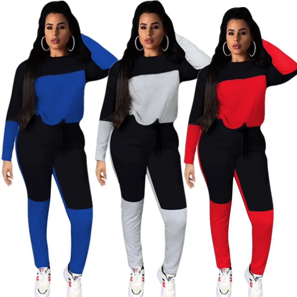 Зимний женский комплект длинный рукав пэчворк с капюшоном карандаш брюки костюм