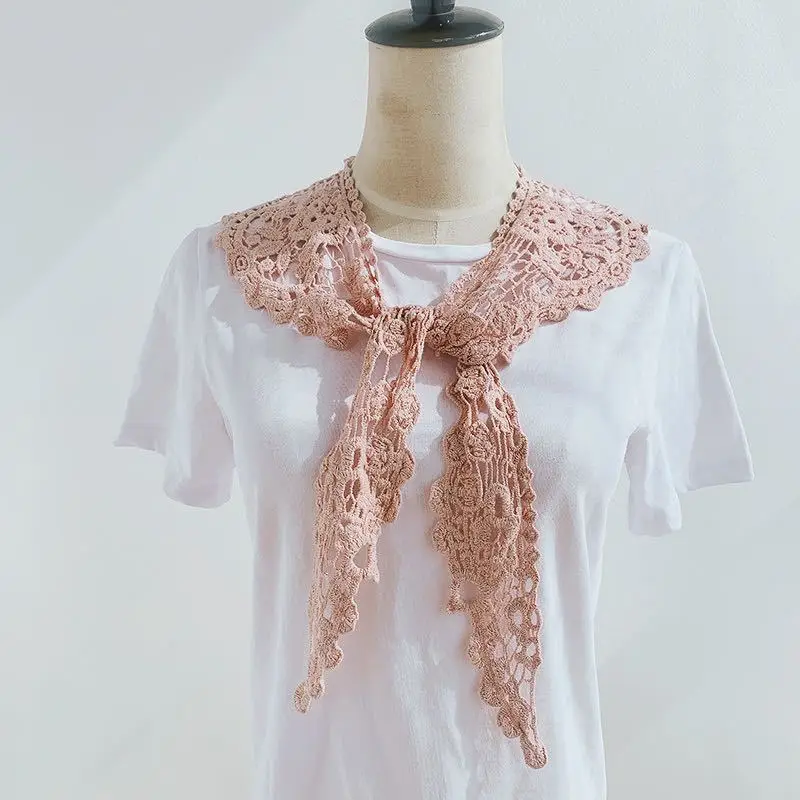 

Fashion Lace Front Tie Fake Collar Women Detachable Collars Lapel Shirt False Collar StaysClothes Accessories Floral Bow Tie