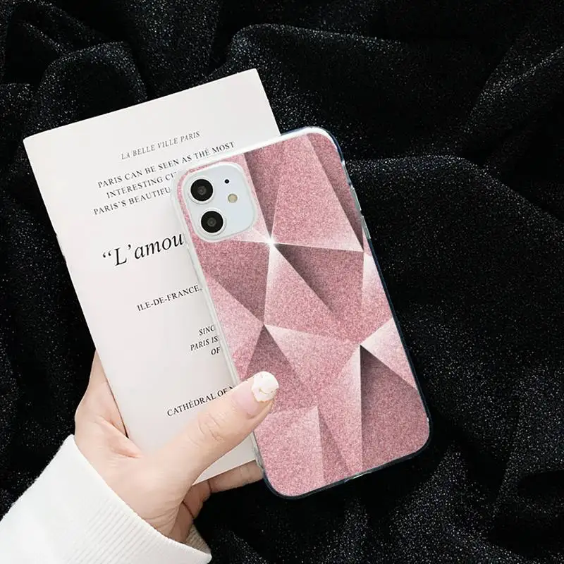 

marble Geometric pink fundas Phone Case Transparent soft For iphone 5 5s 5c se 6 6s 7 8 11 12 plus mini x xs xr pro max