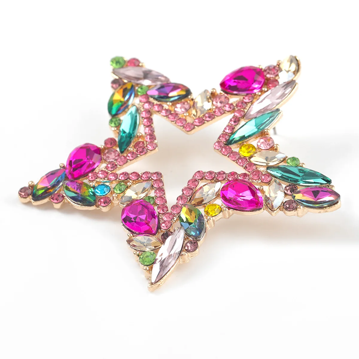 

Fashionable Personality Rhinestone Big Five-pointed Star Earrings Ladies Exaggerated Dinner Dangle Earrings Jewelry Accessories