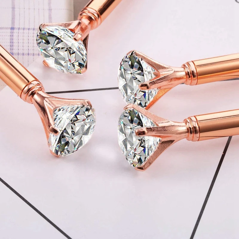 

50 Large Crystal Diamond Pen Metal Ballpoint Pen Black Ink Ring Wedding Office Metal Ballpoint Pen Rose Gold Gift