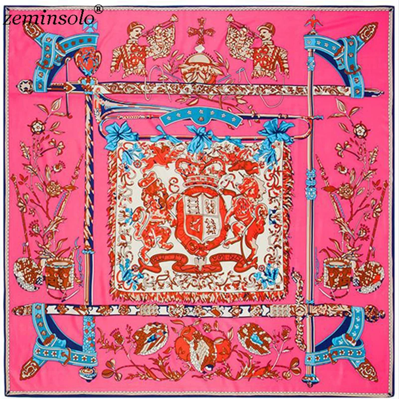 Модный большой квадратный шелковый шарф с принтом шаль бандана