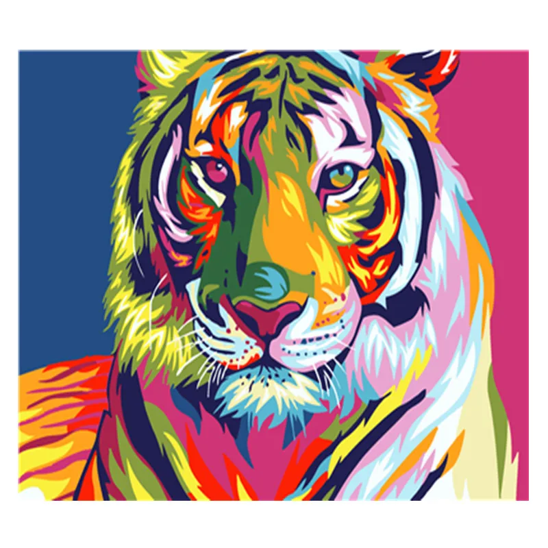 Бескаркасные красочные тигровые животные DIY Набор для рисования по номерам