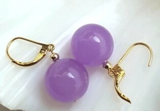 + Wb001 Фиолетовый Нефритовый Круглый бисер рычаг назад висячие серьги | Украшения и