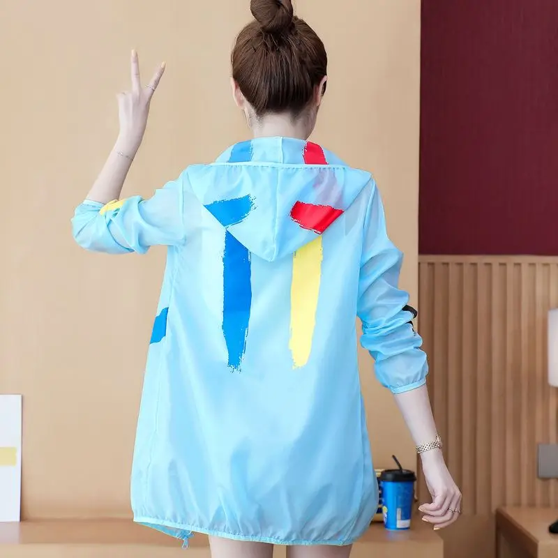 

Zipper Jackets Women Trendy Sunproof Summer Thin Hooded Femme Sun Protection Jacket White Basic Chic Lady Coats Large Size XXXL