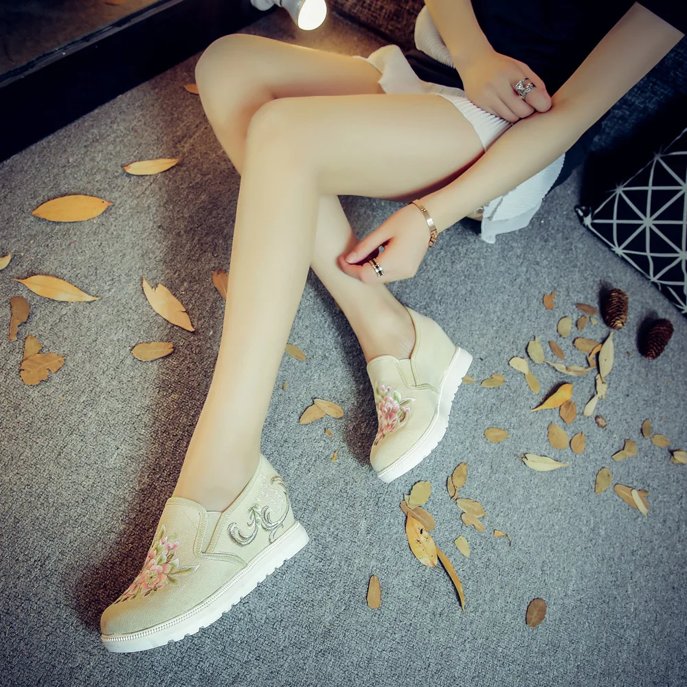 Veowalk Женские повседневные холщовые туфли на платформе со скрытым каблуком с