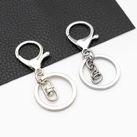 50pcs 6530mm multiple colors key chains rings round golden silver plate hook lobster clasp keychain zinc alloy