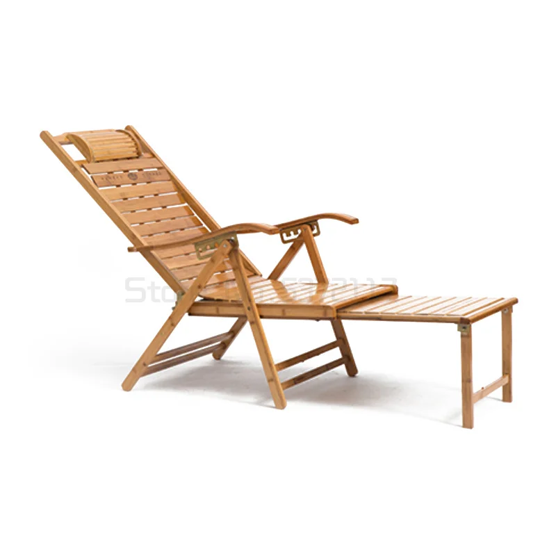 

Bamboo recliner folding chair lunch break couch elderly family balcony lazy foldable armchair summer cool chair