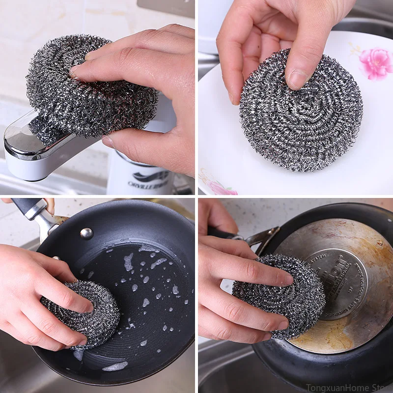 

TongxuanHome Stainless Steel Cleaning Ball Brushes Household Cleaning Products Dishwashing Sponges With Wire Kitchen Tools