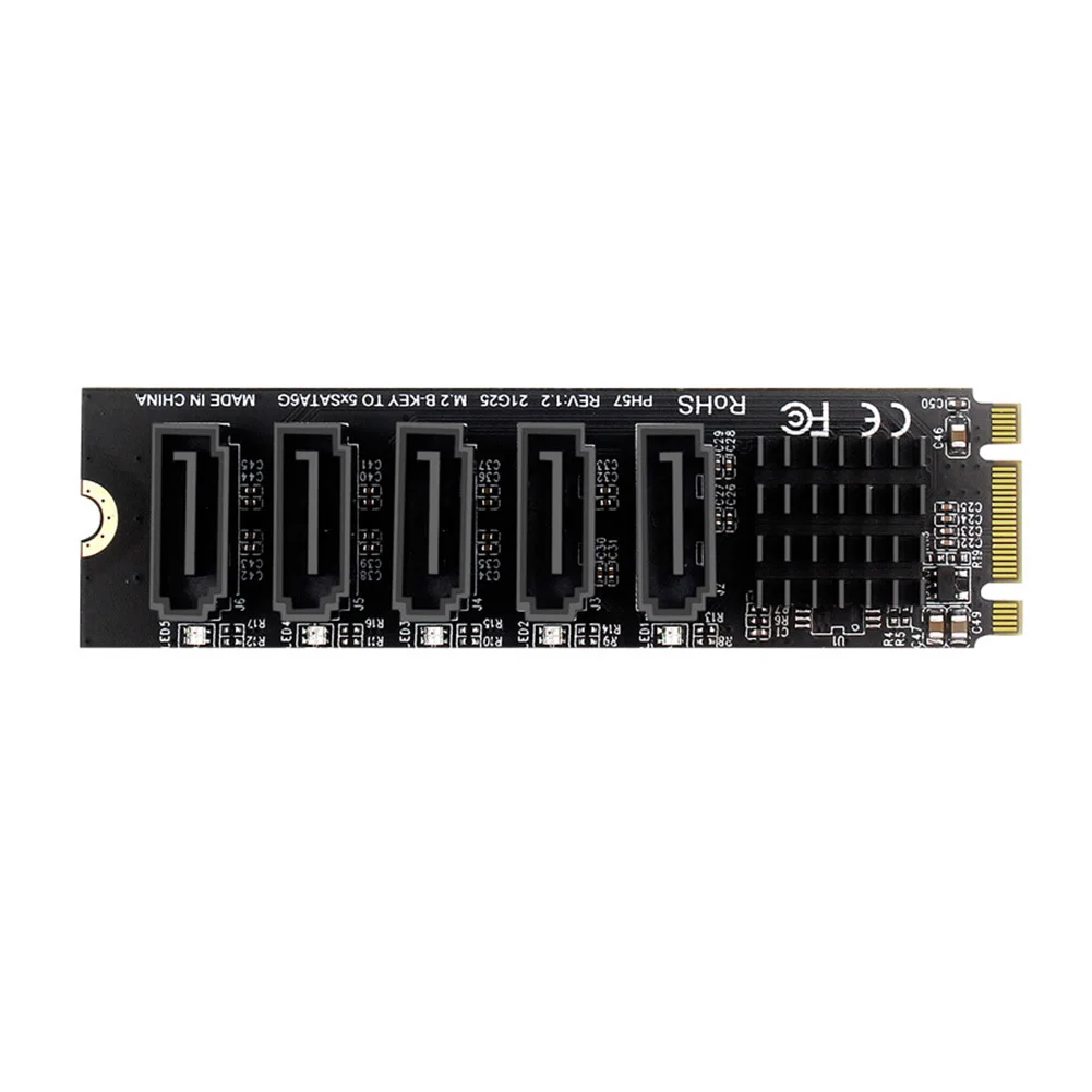 

Expansion Card M.2 NGFF B-Key Sata to SATA 3 5 Port Expansion Card 6Gbps Adapter Cards JMB575 Chipset Support SSD and HDD 2021