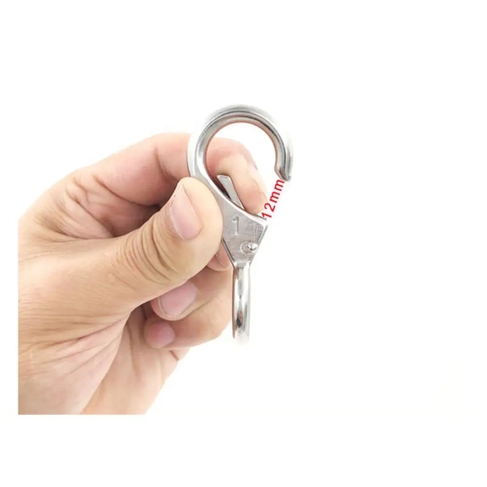 

2PCS 316 Stainless Steel Rigid Loaded Fixed Eye Spring Clip Snap Hook Carabiner Marine Hardware Boat Accessories Hanging Hook