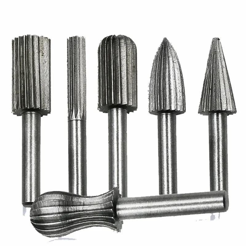 

6Pcs/Set Tungsten Steel Carbide Burrs Rotary Point Burrs Grinder Bit 6mm Shank Bits Rotary File Cutter Tools for Finishing Metal