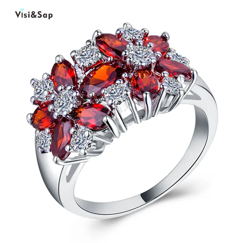 Visisap Birthstone Oval Zircon Flower Rings for Women Luxury Colorful Vintage Ring Fashion Accessories Factory B1113 | Украшения и