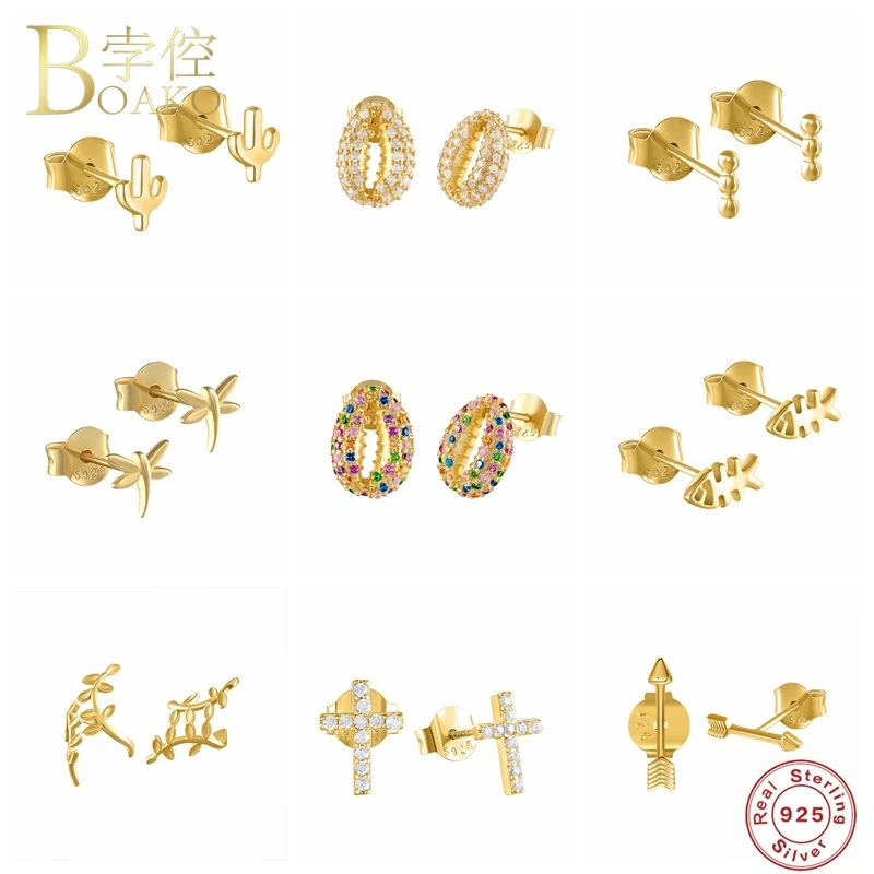 

Boako 925 стерлинговый Серебряный пирсинг, серьги со шпилькой, для женщин, влюбленных женские подарок на день рождения Роскошные блестящие цирк...