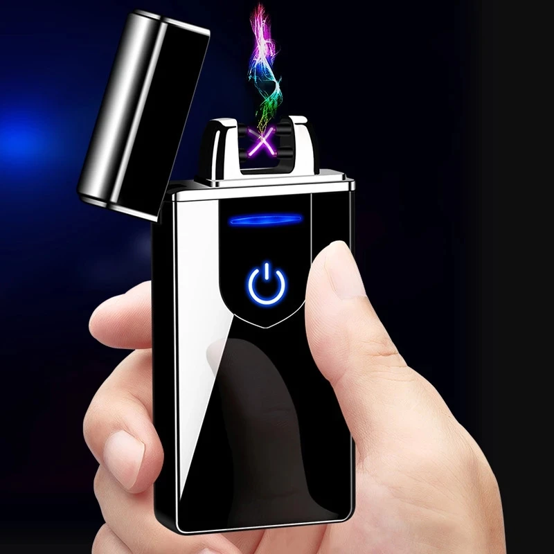 

Double Arc Finger Touch Induction electric Lighter USB Rechargeable Cigarette Lighters Smoking Zinc Alloy electric lighter