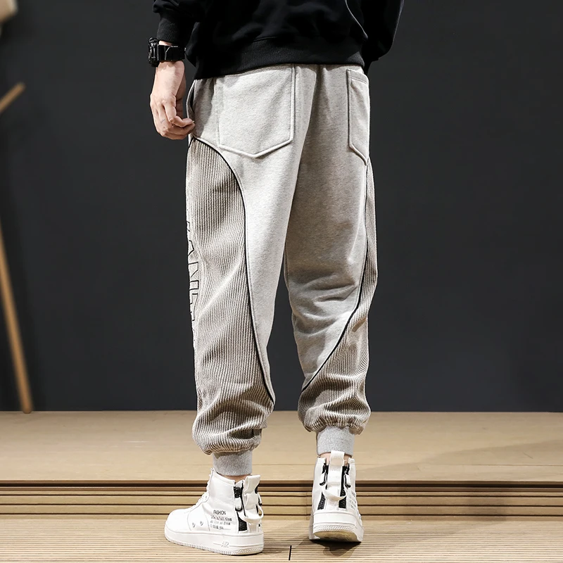 

Newly Autumn Winter Fashion Sweatpants Men Corduroy Spliced Designer Casual Harem Trousers Streetwear Hip Hop Joggers Pants Men