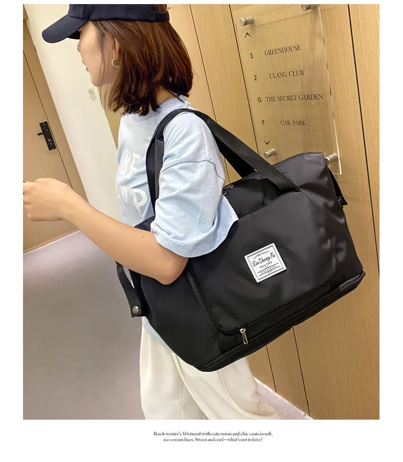 Foldable Large Capacity Women Gym Bags Shoulder Bag Women Training Travel Handle Handbag Yoga Sport Crossbody Tote Bag Women