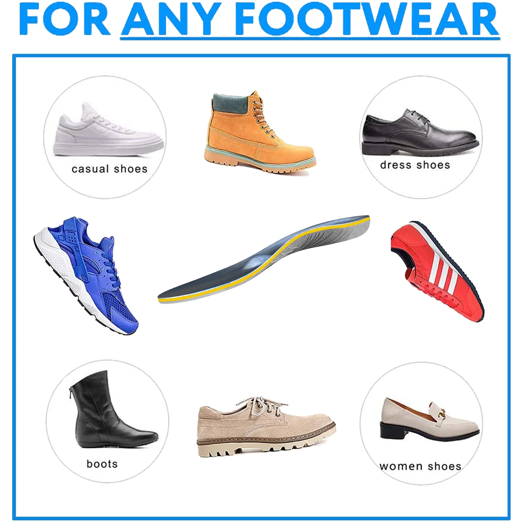 Стельки с высокой поддержкой свода стопы пены эффектом памяти ортопедические