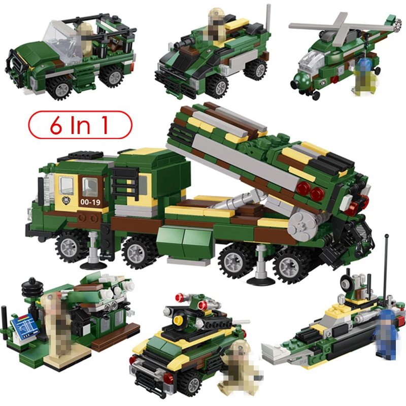 6 в 1 сборочные строительные блоки пульт дистанционного запуска ракеты танк