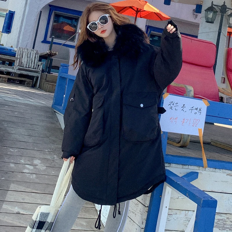Длинные парки утолщенная теплая верхняя женская меховая куртка с воротником 2020