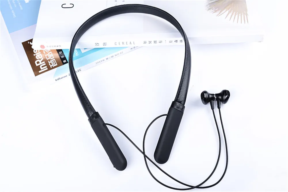 Наушники EARDECO с кожаным шейным ремешком, 24 часа воспроизведения, Bluetooth наушники, стерео беспроводные наушники, наушники, Спортивная гарнитура, микрофон